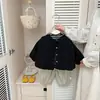 Conjunto Infantil Estilo Coreano Primavera e Outono 2026 Novo Jaqueta da Moda Stylish para Menina Camiseta Básica Versátil Calça Casual