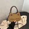 Bolsa Feminina Formato de Cabeça de Gato Novo Estilo Bolsa de Ombro Único Transversal Moda Pequena Quadrada Bolsa de Ombro Único Transversal Engraçada com Puxador