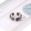 Anillo de resina transparente de cara sonriente con hojas y frutas de moda simple, anillo de dedo de fruta creativa transfronterizo europeo y americano para niña