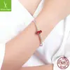 Plata de Ley s925 Superficie de Corte Roja Brillante Perlas Esmaltadas Cadena de Pulsera Popular Original para DIY Accesorios SCZ032