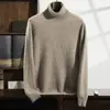 Gola Alta Cashmere 2026 Outono e Inverno Novo Camisa Básica de Malha Grossa Lisa Masculina Estilo Coreano Suéter de Lã de Manga Longa