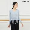 Ropa de baile de otoño e invierno tops retro elegantes de cuello en V para mujer ropa de práctica para maestra con cordón plisados de manga larga ropa de yoga