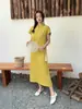 Nova Roupa Feminina Estilo Chinês para o Verão, Estilo Retro Artístico com Botões Tradicionais Chineses, Vestido Cheongsam Melhorado com Jacquard Étnico