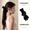 Pinza de plátano con lazo negro satinado estilo coreano para mujer pinza de garra para la parte posterior de la cabeza pinza para cola de caballo pinza vertical accesorio para el cabello clip para el cabello accesorios para el cabello