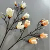 6 Brotes de Flores de Magnolia Artificiales Grandes con Tallos Largos, Flores de Magnolia Simuladas para Bodas, Flores de Algodón Artificiales Grandes, Flores de Magnolia Grandes