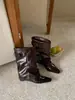 Primer encuentro: Botines Cortos Aumentadores de Altura de Pierna Ancha Plisados de Estilo Joven y Maduro para Mujer, Botas Cool de Calle de Moda de Nicho con Punta Cuadrada para Mujer