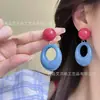 Pendientes Franceses Retro Estilo Hong Kong Blanco Cremoso Exagerados Pendientes de Pintura al Óleo Perezosa Pinza para Oreja para Mujer