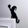 Decoración de Esquina de Puerta de Bruja Gato Negro Murciélago Cuervo Luna de Halloween Transfronteriza Artesanía de Madera Gótica