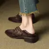 Sapatos Femininos de Couro Estilo Britânico 3,5cm, Novo Modelo 2025 com Fivela de Cinto, Salto Bloco, Bico Quadrado, Mocassins da Moda
