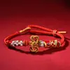 Pulseira de Corda Vermelha Tecida à Mão DIY Contas de Transferência Peixe Koi Pousando Pulseira do Ano de Nascimento Masculina e Feminina Presente para Melhor Amiga Atacado