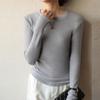 Q Más Vendido 2026 Top Térmico Coreano para Mujer Otoño e Invierno, Ajustado, Cuello Redondo, Camiseta Gruesa de Manga Larga