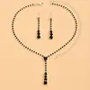 Conjunto de 2 Piezas de Cabello Liso de Fábrica para Mujer Collar Pendientes Joyería Transfronteriza Europea y Americana Novia Pedrería Explosiones