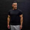 Camiseta de Manga Corta Redonda Transpirable con Letras Raglán para Correr Fitness de Verano Mallas Musculares Camiseta para Hombre Camiseta de Secado Rápido para Hombre