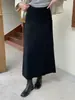 Falda Larga de Punto Patchwork Estilo Nuevo Otoño/Invierno 2026 para Mujer, Estilo Coreano, Elegante de Línea A de Cintura Alta, Versátil con Capas