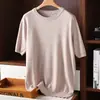 Camisa Básica Masculina de Tricô de Manga Curta Fina, Gola Redonda, Tamanho Grande, Manga Meia-Manga, Cor Sólida, Top Colete Solto