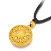Collar Estilo Dafu de la Familia Zhou para Mujer Oro Arena Vietnamita Colgante Brújula Ocho Tesoros Flor Fu Lian Hueco Oro Método Antiguo Estilo para Hombre y Mujer