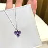 Colar de Uva de Ametista Natural em Prata Esterlina S925 Feminino Simples Nicho Luxo Acessível Estilo Fashionável Roupa de Trabalho Versátil Corrente para Clavícula