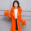 Leche de Papaya Otoño e Invierno Nueva Llegada Estilo Coreano Elegante Adelgazante Con Cordones Abrigo de Lana Cuello Grande de Lana Abrigo de Lana Moderno
