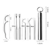 Conjunto de Palitos de Dente de Aço Inoxidável Tubo de Armazenamento Portátil Cuidado Palito de Metal Ferramenta de Limpeza Bucal