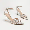 Nuevos Zapatos de Tacón Alto con Puntera Puntiaguda y Pedrería, Sandalias de Tacón Alto Abiertas para Noche, Elegantes y Lujosas Sandalias de Tacón de Aguja Adornadas con Pedrería