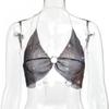 Tops de Verano Europeos y Americanos Transfronterizos 2025 para Mujer, Sujetadores, Tops sin Mangas Sexy Brillantes con Pedrería para Discoteca, de Cuello Halter