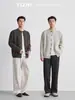 Também, cardigã masculino de tricô trançado com gola redonda, nova coleção outono 2026, modelagem solta, suéter de outer wear estilo retrô