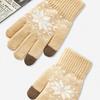 Luvas quentes de tricô jacquard com floco de neve para tela de toque, luvas de lã femininas em estoque, atacado