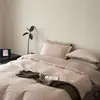 Estilo Nórdico Algodón Puro Tejido Grueso Juego de Cuatro Piezas Textura Retro Jacquard Grande Funda Nórdica de Algodón Puro Estilo Moderno Color Sólido Ropa de Cama
