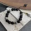 Pulsera Popular Xiaohongshu de Piedra Volcánica Geométrica, Pulsera de Cuentas de Moda y Personalizada, Reloj de Estilo Oscuro de Nicho Regalo