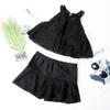 Fábrica fornece coreano novo split swimsuit feminino preto renda split conservador termal biquíni maiô