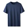 Camiseta de manga corta para hombre de algodón Pima de alta gama, color liso, cuello redondo, fina, sin costuras, casual, para usar de base, impresión de logotipo personalizado