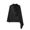 Atacado de Roupas Femininas Transfronteiriças Estilo Europeu e Americano 2026 Início da Primavera Novo Cor Sólida Elegante Design de Xale Top de Cetim
