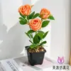 Flores Artificiales, Flores de Plástico, Flores Secas, Rosas Redondas Pequeñas de Tres Cabezas, Arreglos Florales Simulados para Mesas de Comedor, Ramos, Decoraciones de Plantas Pequeñas en Maceta