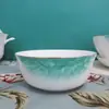Tangshan Diamante Verde Vajillas al por Mayor Tienda de Piezas Móviles Regalo Porcelana de Hueso Vajillas Domésticas al por Mayor