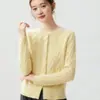 Cardigan de Cachemira Amigable con la Piel con Botones de Perla para Mujer, Tejido de Punto Trenzado, Abrigo Grueso de Suéter 2026 Otoño/Invierno, Prendas de Punto de Cuello Redondo