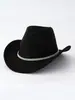 Sombrero Vaquero Occidental de Fieltro con Accesorios de Banda para Sombrero Elegantes Adornados con Pedrería de Tres Filas, Elegante Sombrero para Bodas y Fiestas de Mujer, Sombrero de Jazz