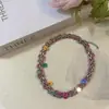 Colar de corrente de pinos de borboleta design de nicho corrente de suéter personalizada acessórios de botão vermelho rosa