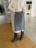 Falda elegante de alta calidad estilo coreano IMISS, de corte A, longitud media para mujer, adecuada para primavera y otoño (contiene 50% lana) S81096
