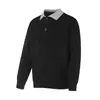 Suéter retro de color liso bloqueado con solapa estilo japonés Rumeng para hombre, otoño, corte holgado, versátil para parejas, casual, moderno, tejido