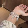 Pulseira Jinqi Banhada a Prata para Mulheres, Pulseira de Flor Lírio-do-Vale de Esmalte Antigo com Três Círculos de Contas, Versátil e de Alta Qualidade