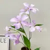 Estilo Pintura a Óleo Flor de Orquídea Chama Artificial 6 Cabeças Decoração Sala de Estar Casa Salão de Casamento Cenário de Jardim Decoração Vitrine