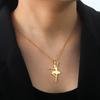 Collar con colgante de ballet para mujer, elegante, romántico, de una sola pierna, de acero inoxidable.