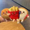 Llavero de Hamburguesa con Papas Fritas Muñeco de Peluche Colgante para Bolso Figura de Pareja Adorno de Pan Tostado Colgante Pequeño de Peluche