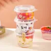 Caja de Ensalada de Frutas, Tazón Desechable para Tangyuan Helado, Caja de Jarabe de Bolas de Taro, Tazón para Llevar Postre de Gelatina de Hielo con Tapa, Especial para Gelatina de Hielo