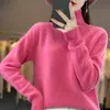 Nuevo suéter de cuello alto tejido para mujer de otoño e invierno, de manga larga, grueso, con hombros caídos, moderno, versátil, de corte holgado y favorecedor