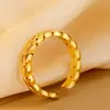 Anillo de Apertura de Oreja de Espiga de Trigo Completamente Diamantado de Oro Nuevo Japonés y Coreano Anillo de Diseño Estilo Lujo Ligero para Mujer Joyería de Mano Popular de Internet Ajustable