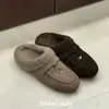 Chinelo Feminino de Lã de Cordeiro com Fivela Maillard Retrô, Lançamento de Inverno, Slip-on Preguiçoso, Solado Macio, Chinelos Casuais Versáteis