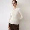 Nova coleção outono e inverno: Suéter de malha 100% cashmere puro com gola polo, design canelado, corte justo e estilo elegante