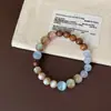 Pulsera elástica de ojo de gato de colores y cuentas de madera para mujer, Accesorio de muñeca de moda vintage, estilo chino nuevo, moderno