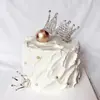 520 Decoración de Pastel Corona de Siete Puntas con Pedrería para el Día de San Valentín Cumpleaños de Adultos Niños Reina Perla Boda Celebridad de Internet Plug-In